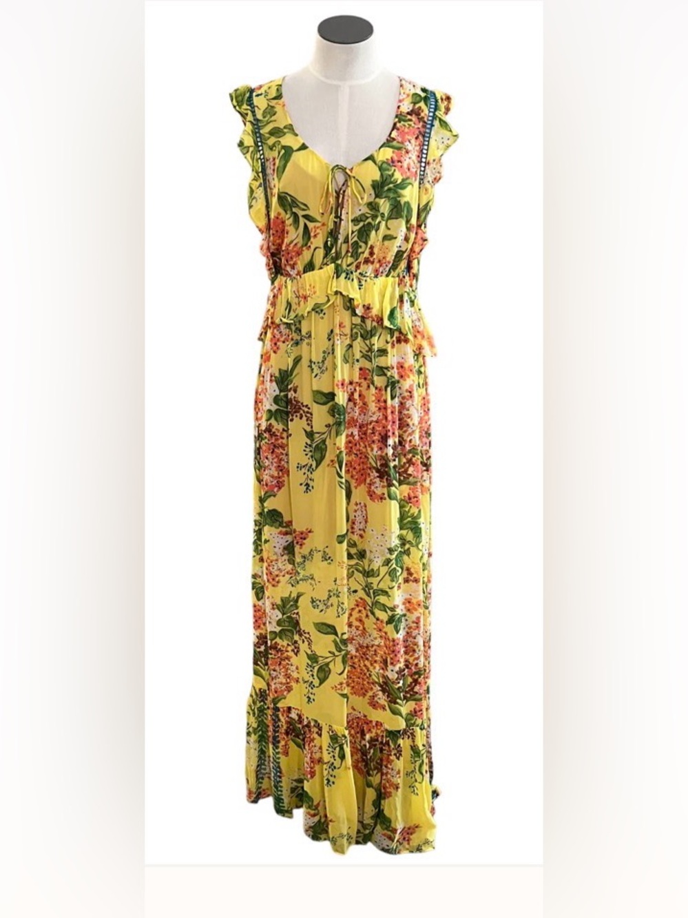 Plenty By Tracy Reese Jakarta Floral Maxi Dress Yellow Size Small